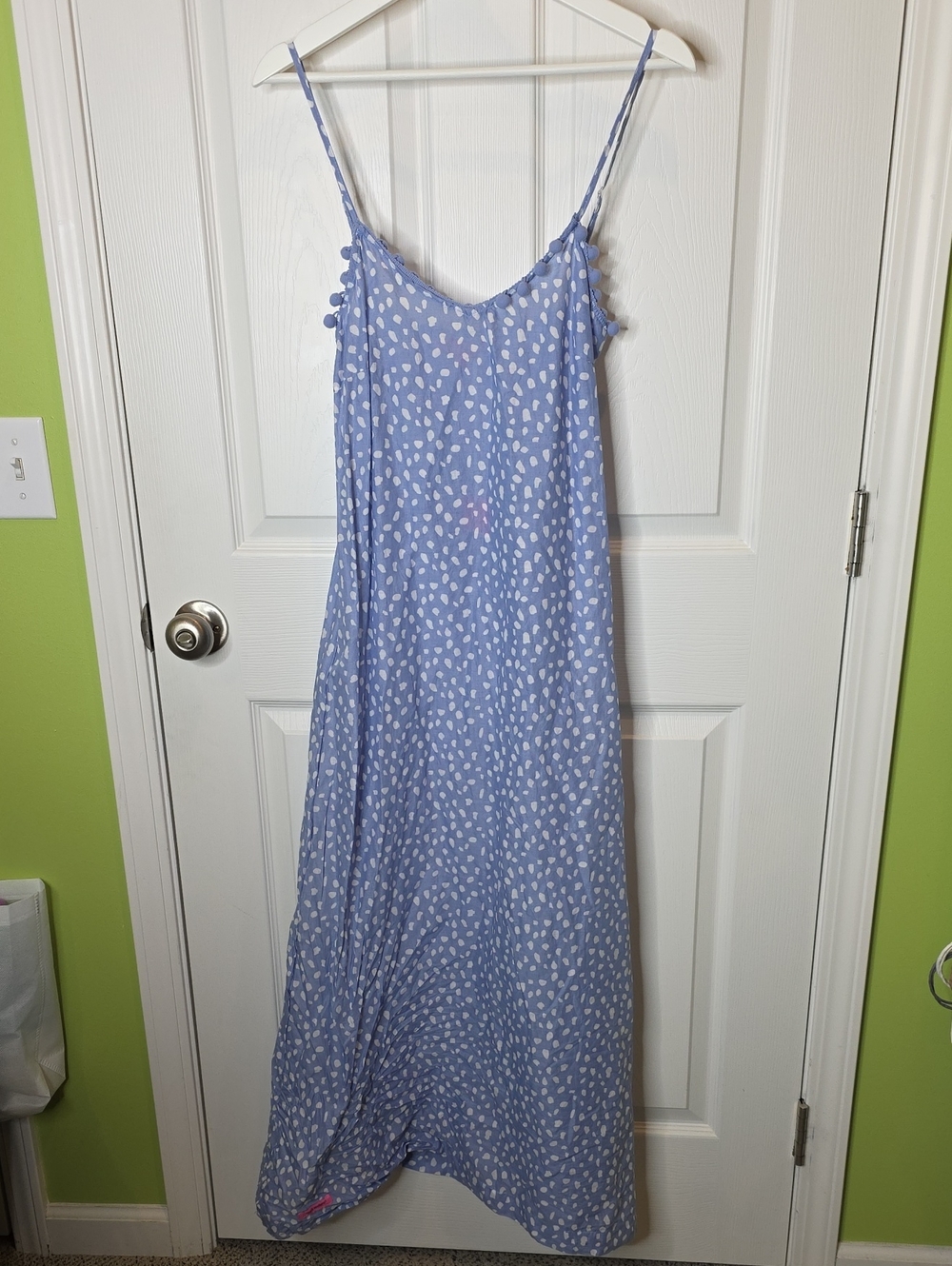NWT Simply Southern Maxi Dress Light Blue With White Dots, Women's Size Small